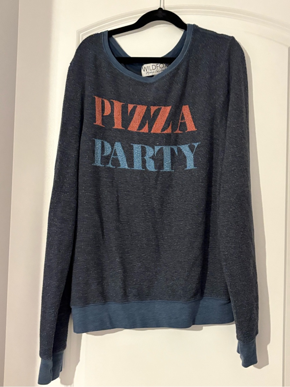 Wildfox Pizza Party' Navy Graphic Crewneck Sweater